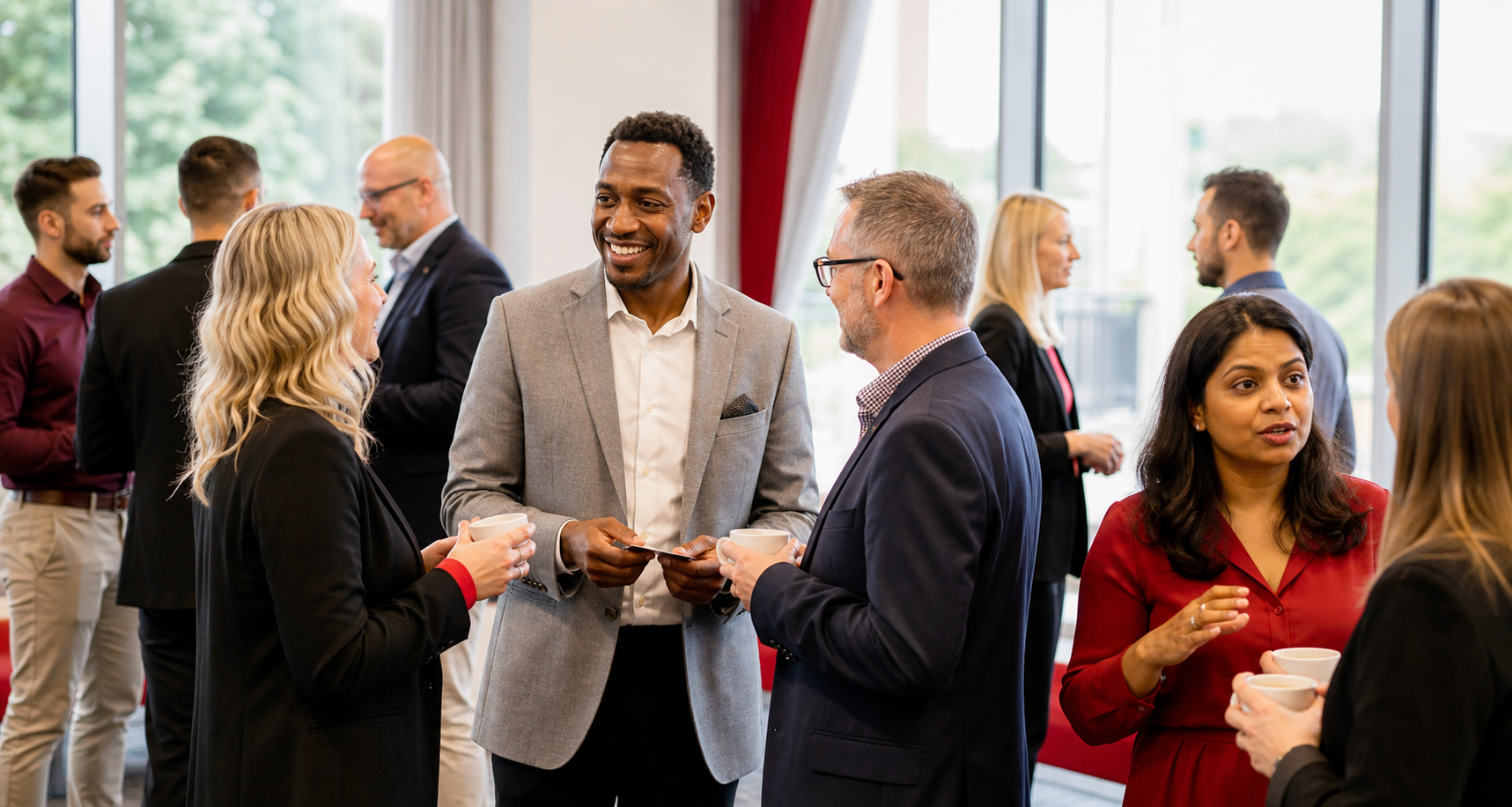 Business owners networking over coffee